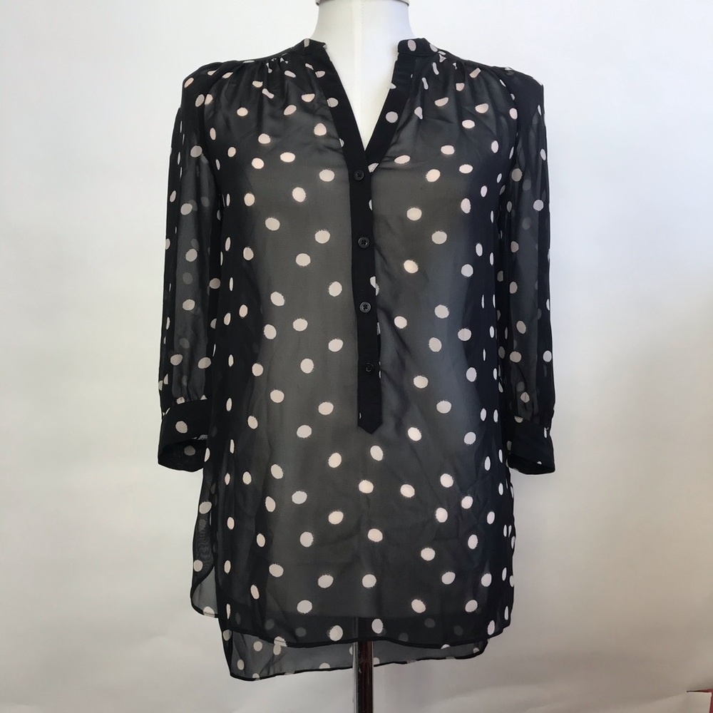 Lauren Conrad Hi Low Sheer Polka Dot Blouse